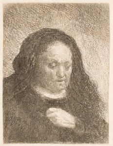 A mãe de Rembrandt com a mão no peito: pequeno busto de Rembrandt van Rijn