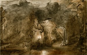 Descanse na fuga para o Egito de Rembrandt van Rijn