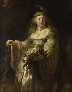 Saskia de Uylenburgh em traje arcádico, 1635 de Rembrandt van Rijn