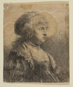 Saskia com pérolas no cabelo, 1634. de Rembrandt van Rijn