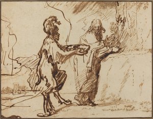 Satanás Tentando Cristo Para Transformar Pedras Em Pão de Rembrandt van Rijn