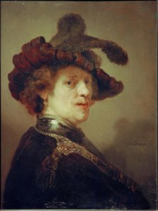 Auto-retrato com chapéu de penas de Rembrandt van Rijn
