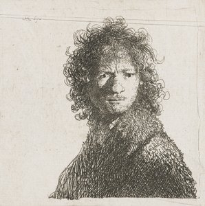 Auto-retrato franzindo a testa, 1630 de Rembrandt van Rijn