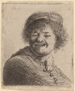 Auto-retrato em um boné: rindo de Rembrandt van Rijn
