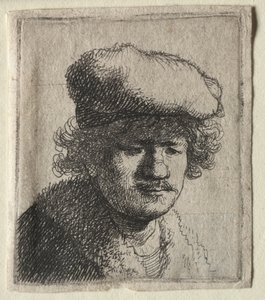 Auto-retrato com a tampa puxada para frente, c. 1631 de Rembrandt van Rijn