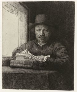 Auto-retrato, Etching at a Window
Gravura de auto-retrato a uma janela de Rembrandt van Rijn