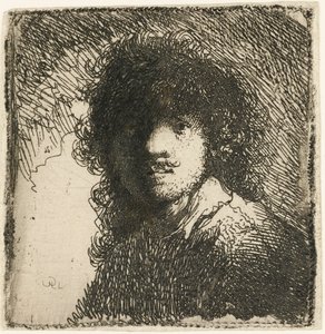 Auto-retrato de cabeça descoberta: busto, c.1629. de Rembrandt van Rijn