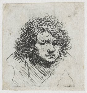 Auto-retrato inclinado para a frente: busto de Rembrandt van Rijn