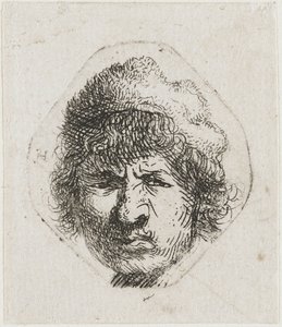 Auto-retrato carrancudo, ca 1631. de Rembrandt van Rijn