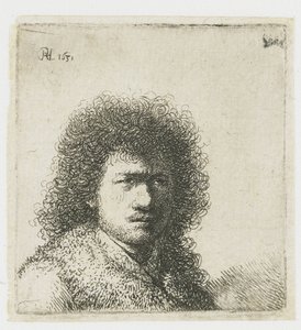 Auto-retrato com cabelo peludo: busto de Rembrandt van Rijn
