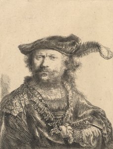Auto-retrato em um boné de veludo com pluma, 1638 de Rembrandt van Rijn