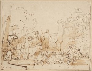 Pastores e pastores de ovelhas de Rembrandt van Rijn