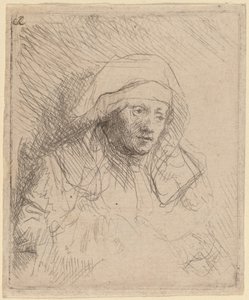 Mulher doente com um grande cocar branco (Saskia) de Rembrandt van Rijn