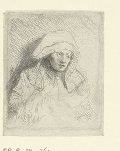 Mulher doente com um grande cocar branco (Saskia) de Rembrandt van Rijn