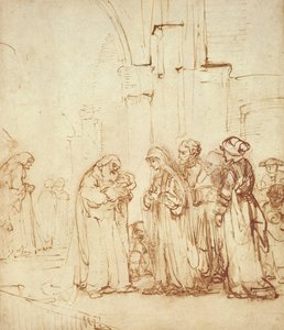Simeão e Jesus no Templo (desenho) de Rembrandt van Rijn