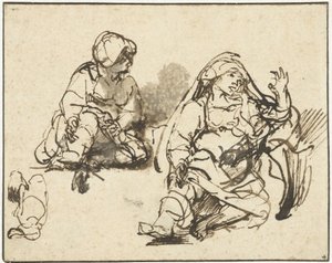 Estudos para a mulher doente na «Gravura dos Cem Gulden» de Rembrandt van Rijn