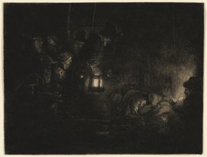 A Adoração dos Pastores: Uma Peça Noturna de Rembrandt van Rijn