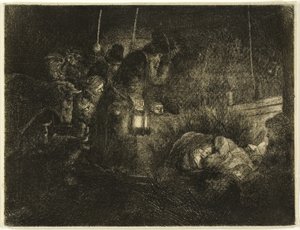 A Adoração dos Pastores: Uma Peça Noturna de Rembrandt van Rijn
