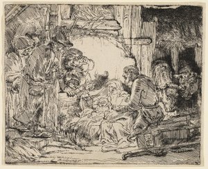 A adoração dos pastores: com a lâmpada de Rembrandt van Rijn