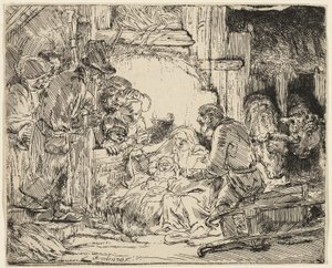 A adoração dos pastores: com a lâmpada de Rembrandt van Rijn