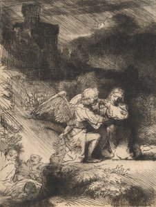 A Agonia no jardim, c.1657 (gravura e ponto de secagem) de Rembrandt van Rijn