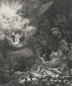 O anjo que aparece aos pastores, 1634 de Rembrandt van Rijn