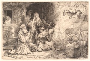 O Anjo Saindo da Família de Tobit de Rembrandt van Rijn