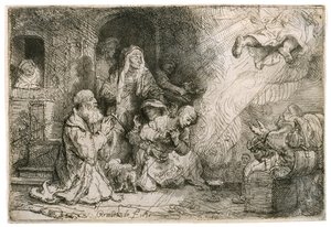 O anjo que parte da família de Tobias, 1641 de Rembrandt van Rijn