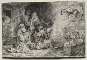 O Anjo Saindo da Família de Tobit de Rembrandt van Rijn