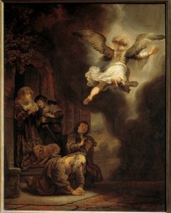 O Arcanjo Gabriel deixando a família de Tobias. 1637 de Rembrandt van Rijn