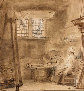 O estúdio do artista, 1659 de Rembrandt van Rijn