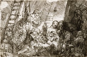 A circuncisão no estábulo, 1654 de Rembrandt van Rijn