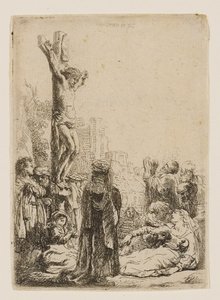 A Crucificação: Quadro Pequeno de Rembrandt van Rijn