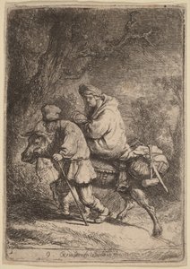 A Fuga para o Egito: Pequeno de Rembrandt van Rijn