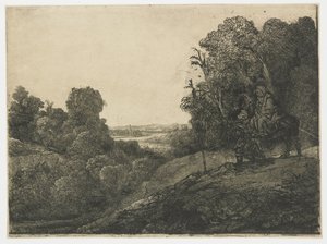 A fuga para o Egito, em uma placa por Segers A fuga para o Egito: placa alterada de Seghers de Rembrandt van Rijn