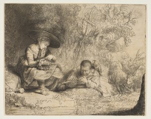 O tocador de flauta, 1642. de Rembrandt van Rijn