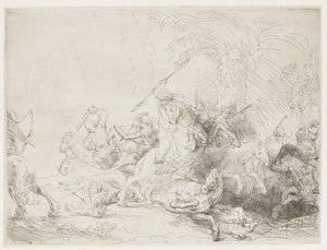 A grande caça ao leão, 1641 de Rembrandt van Rijn