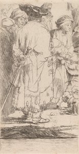 O homem com um fragmento de cana da gravura de cem florins, c. 1649. de Rembrandt van Rijn