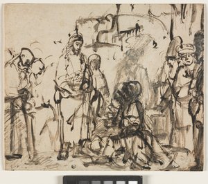 O encontro de Cristo com Marta e Maria após a morte de Lázaro, c.1662-65 de Rembrandt van Rijn