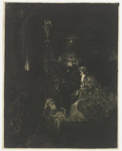 A Apresentação no Templo A apresentação no templo da maneira escura de Rembrandt van Rijn
