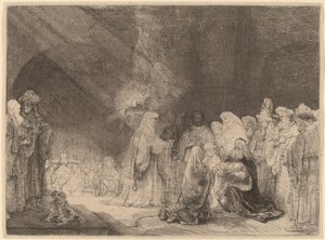 A apresentação no templo: impressão oblonga de Rembrandt van Rijn