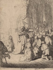 A Apresentação no Templo com o Anjo: Prato Pequeno, 1630. de Rembrandt van Rijn