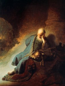 O Profeta Jeremias Lamentando a Destruição de Jerusalém, 1630 de Rembrandt van Rijn
