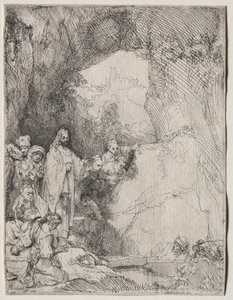 O Levantamento de Lázaro: Chapa Pequena, 1642. de Rembrandt van Rijn