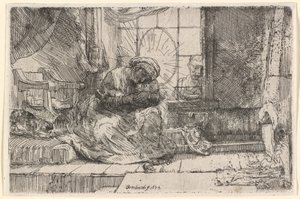 A Virgem e o Menino com o Gato e a Serpente de Rembrandt van Rijn