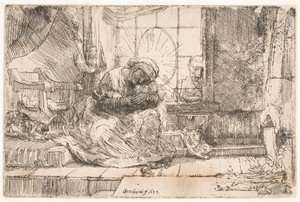 A Virgem e o Menino com o gato: e José à janela de Rembrandt van Rijn