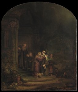A Visitação, 1640 (óleo sobre painel de cedro) (ver também 5454147) de Rembrandt van Rijn