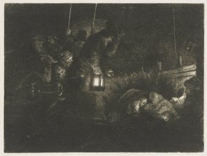 A adoração dos pastores: uma obra noturna de Rembrandt van Rijn