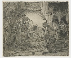 A adoração dos pastores: com a lâmpada de Rembrandt van Rijn