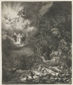 O anjo aparecendo aos pastores de Rembrandt van Rijn